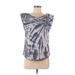 Alla Berman Sleeveless T-Shirt: Gray Tie-dye Tops - Women's Size Medium