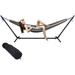 Double Hammock Two Person Adjustable Hammock Bed with Space Saving Steel Stand Includes Portable Carrying Case Easy Set Up (Desert)