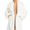 DJBM Women Lapel Faux Fur Long Topcoat Side Pocketed Sexy Coat for Banquets Jade White 3XL