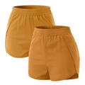 WEAIXIMIUNG Womens 2Pcs Running Workout Elastic Waist Pants Shorts Pocket Pants Jean Shorts Womens Plus Size High Waisted Yellow M