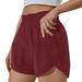 WEAIXIMIUNG Women Running Shorts Elastic High Waisted Shorts Pocket Sporty Workout Shorts Shorts Pants Jean Shorts Womens High Waisted Black Wine XL