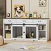 PAKASEPT Large Dog Crate Furniture 70.9 Wooden Dog Crate Kennel with 3 Drawers and Divider Sliding Door Double Kennel Indoor Extra Large Dog Kennel Furniture TV Stand White