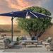 FLAME&SHADE 11.5*9FT Rectangular Cantilever LED Umbrella For Your Outdoor Space â€“ Solution-Dyed Fabric Aluminum Frame and Innovative 360Â° Rotation System Navy Blue