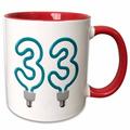 Number Thirty Three as an energy saving colored light bulb 15oz Two-Tone Red Mug mug-165681-10