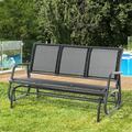 3-Person Patio Glider Bench Patio Swing Bench Rocking Loveseat Chair with Powder Coated Steel Frame and Breathable Seat Fabric Outdoor Rocking Bench for Garden Backyard Balcony Black