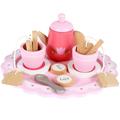 JTNero 9/12Pcs Tea Party Set Wooden Tea Set Afternoon Tea Pretend Toy with Teapot Cups Trays Tea Bags Toddlers Simulation Tea Toy Set for Kids Boys Girls Above 3 Years Old