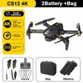 RONSHIN 2.4g Rc Drone Rechargeable Mini Folding Quadcopter 4 Channels CS12 Hd 4k Dual Camera Remote Control Drone With Bag