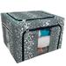 ECZJNT Floral wildflowers Gray with silver Storage Bag Clear Window Storage Bins Boxes Large Capacity Foldable Stackable Organizer With Steel Metal Frame For Bedding Clothes Closets Bedrooms
