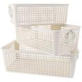 Plastic Desk Organizer Storage Crate 3 PCS Hollow Out Baskets Hamper Yezzy White