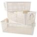 Plastic Desk Organizer Storage Crate 3 PCS Hollow Out Baskets Hamper Yezzy White