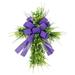 Daisy Cross Wreaths for Front Door 21.6 Artificial Spring Easter Cross Wreaths with Purple Bowknot Farmhouse Eucalyptus Wreath for Indoor Outdoor Porch Window Spring Summer Decor