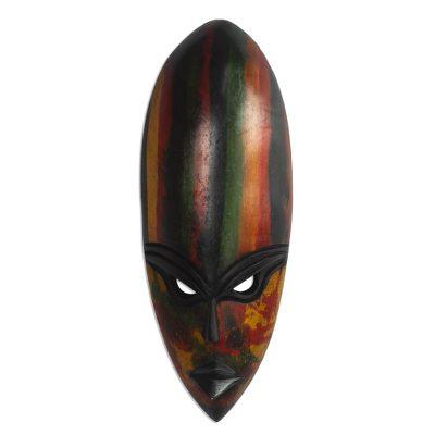 Abena Colors,'Colorful African Sese Wood Mask from Ghana'