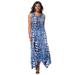 Plus Size Women's Keyhole Hanky Hem Maxi Dress by Jessica London in Ocean Abstract Animal (Size 22/24)