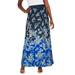 Plus Size Women's Stretch Knit Maxi Skirt by The London Collection in Navy Paisley Print (Size 26/28) Wrinkle Resistant Pull-On Stretch Knit