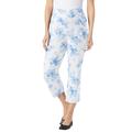 Plus Size Women's Flex-Fit Pull-On Denim Capri by Woman Within in White Tropical Palms (Size 20 WP)