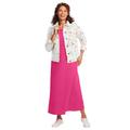 Plus Size Women's Stretch Denim Jacket by Woman Within in White Flowers (Size 36 W)