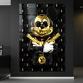 Wandbild Moderne Kunst , MICKEY MOUSE Goldene Luxusmodemarke Art , Leinwand , Acrylglas , Poster , Wand Bild Home Deko Schwarz Gold