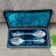 Cased Pair of Jam Spoons, 2 beautiful jelly spades in silk lined box, England