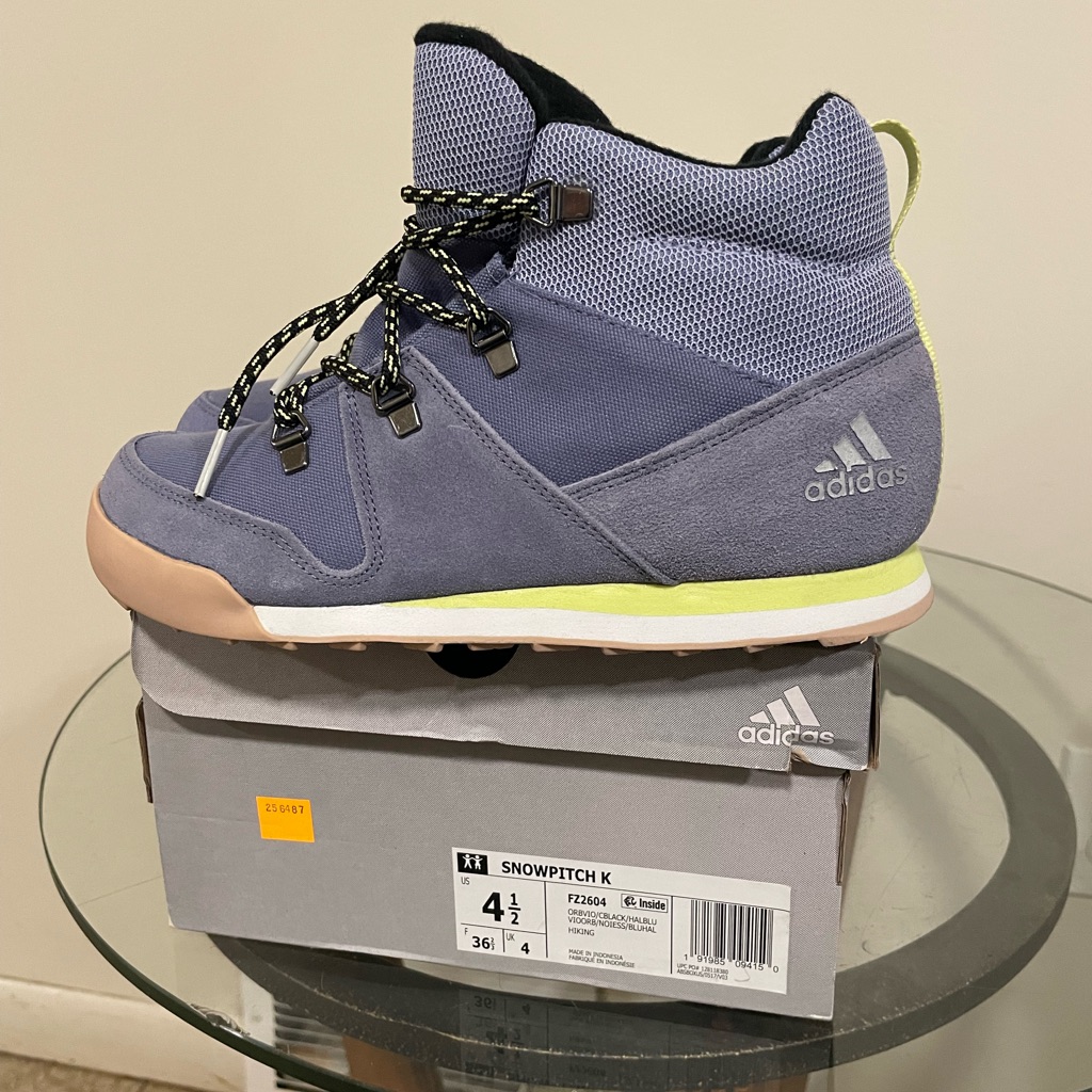 Adidas Shoes | Adidas Snowpitch K Hiking Boots Women’s Size 4.5 | Color: Gray/Purple | Size: 4.5g