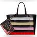 Victoria's Secret Bags | New Victoria's Secret Bling Stripe Sequin Carryall Tote & Matching Wristlet | Color: Black/Red | Size: Os