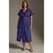 Anthropologie Dresses | Anthropologie Twist Waist Midi Shirtdress Maxi Dress In Blue Motif Size 3x Plus | Color: Purple | Size: 3x Plus