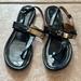 Coach Shoes | Coach Black With Gold Caterine Patent Leather Sandals | Color: Black/Gold | Size: 7.5
