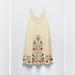 Zara Dresses | New $119 Zara Womans Small Embroidered Contrast Crochet Knit Boho Floral Dress | Color: Cream | Size: S