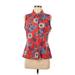 Tommy Hilfiger Sleeveless Blouse: Red Floral Motif Tops - Women's Size Medium
