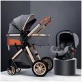 Baby Stroller Portable Baby Carriage Stroller Newborn Carriage Pram for Baby Boy and Girl, Toddler Pushchair with Rain Cover Footmuff Mosquito Net (Color : Beige) (Grey a)