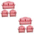 TOYANDONA 2 Sets Dollhouse Sofa Floral Decorations Miniature Armchair Doll Food Flower Decorations Doll House Sofa Model Nail Props for Photos Sofa Arm Chair Wood Household 3 Piece Suit Red