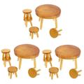 Totority 3 Sets Dollhouse Table and Chairs Fairy Furniture Miniature Mini Camera Spy Wooden Miniature Stool Fake Boobs Dining Table Decor Solid Wood Timber Little Doll Child