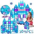 Magnetic Building Blocks Magnetic Tiles 104PCS Princess Castle STEM Toys With Ferris Wheel/2 Cars Educational Construction Magnets Toys Gift for Kids Boy Girls Age 3+ 4 5 6 7 8 Year Christmas Birthday
