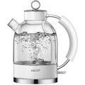 ASCOT Electric Kettle, Glass Electric Tea Kettle, Gift for Man/Women/Family, 1.5L Glass Tea Heater & Hot Water Boiler, BPA-Free, Auto Shut-Off and Boil-Dry Protection (White)
