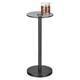 mDesign Glass Top Side/End Drink Table - Small Modern Round Accent Metal Nightstand Furniture for Living Room, Dorm, Home Office, and Bedroom - 9" Round - Smoke Gray/Black