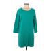 J.Crew Casual Dress - Shift Scoop Neck 3/4 sleeves: Teal Print Dresses - Women's Size 8