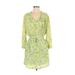 Maeve Casual Dress - Mini V Neck 3/4 sleeves: Yellow Print Dresses - Women's Size Small