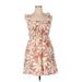 Nicole Miller New York Casual Dress: Ivory Floral Motif Dresses - Women's Size X-Large