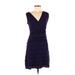 Max Studio Casual Dress - Party V Neck Sleeveless: Purple Print Dresses - Women's Size Medium
