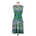 Cynthia Rowley TJX Casual Dress - A-Line Crew Neck Sleeveless: Green Print Dresses - Women's Size 8