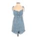 Dress Forum Romper - Mini V Neck Sleeveless: Blue Rompers - Women's Size Small