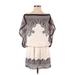 Max Studio Casual Dress - Shift Boatneck Short sleeves: Ivory Paisley Dresses - Women's Size Small - Print Wash