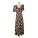 Jonathan Martin Casual Dress: Brown Floral Dresses - Women's Size 5