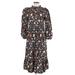 Universal Thread Casual Dress - Midi High Neck 3/4 sleeves: Black Floral Dresses - Women's Size X-Small