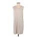 Clu Casual Dress - Mini Scoop Neck Sleeveless: Tan Print Dresses - Women's Size Medium