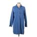Old Navy Casual Dress - Shirtdress Collared 3/4 sleeves: Blue Print Dresses - Women's Size Large