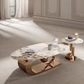 LORENZO Italian Minimalist Light Luxury Coffee Table Set ( Nesting Coffee Table in Brown/White/Yellow | 15.75 H x 51.18 W x 27.56 D in | Wayfair