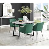 East Urban Home Carzon Marble Effect Melamine Dining Table & Chairs - Luxury Faux Leather Dining Chairs Upholstered/Metal in Gray/White | Wayfair