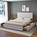 Brayden Studio® Huerfano Platform Storage Bed Wood & /Upholstered/Linen in Brown | 44.5 H x 62.6 W x 82 D in | Wayfair