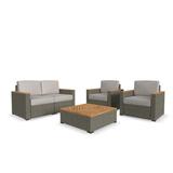 Ebern Designs Tomico 4 - Person Outdoor Seating Group w/ Cushions Synthetic Wicker/Wood/All - Weather Wicker/Natural Hardwoods/Wicker/Rattan | Wayfair