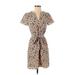 Ann Taylor LOFT Casual Dress - Shirtdress: Tan Leopard Print Dresses - Women's Size X-Small
